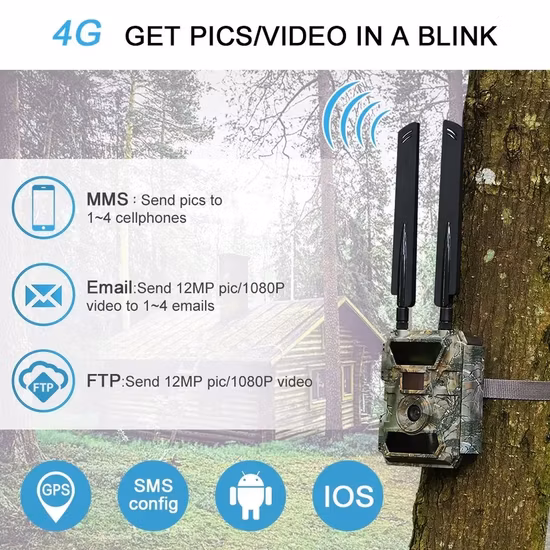 2020 中国製 1080P ワイヤレス SMS MMS GPRS GSM 4G 野生動物狩猟カメラ 4G 野生動物カメラ ボックスと電源アダプター付き